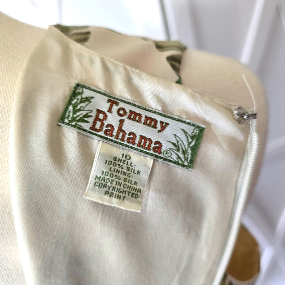 Tommy Bahama Vintage Silk Hawaiian Sleeveless Dress - Blue and Green - Picture 8 of 10